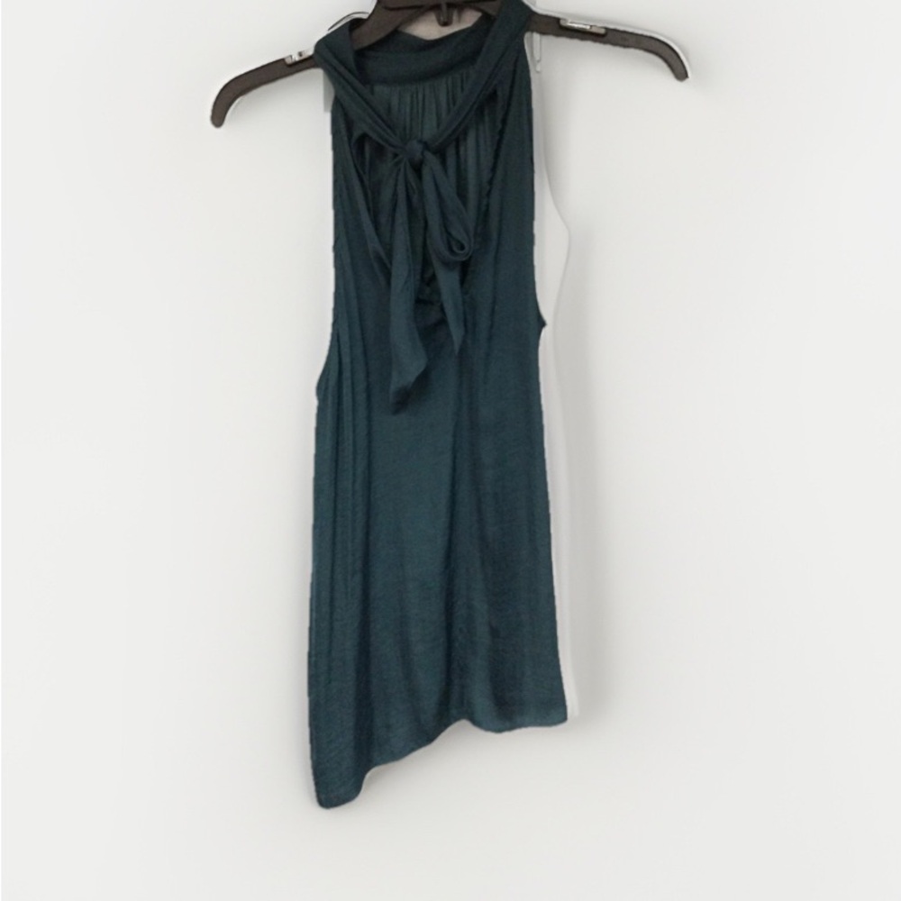 Naked Zebra Teal Sleeveless Top with Bow Detail